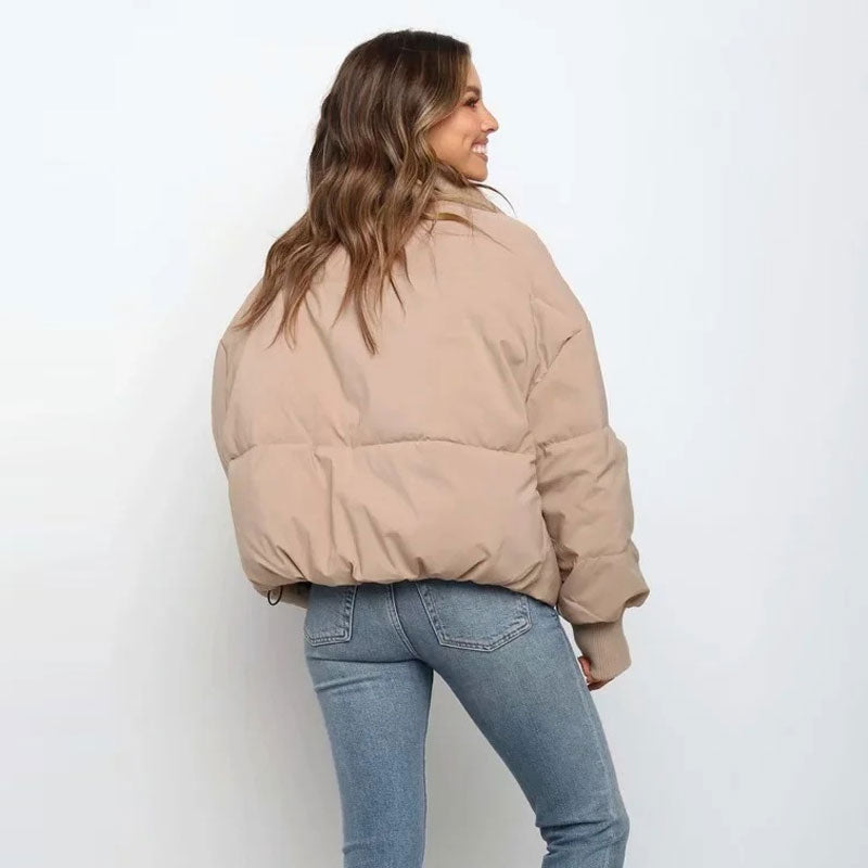 WW | Pufferjacke Übergroß Relaxed Fit Gerippte Bündchen Kurze Länge Stehkragen