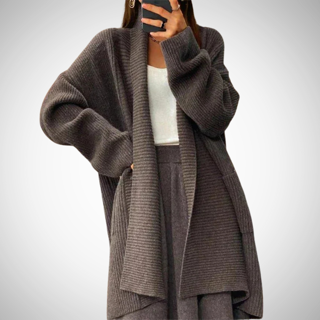 WW | Damen Oversized Strickcardigan mit langen Ärmeln und Taschen