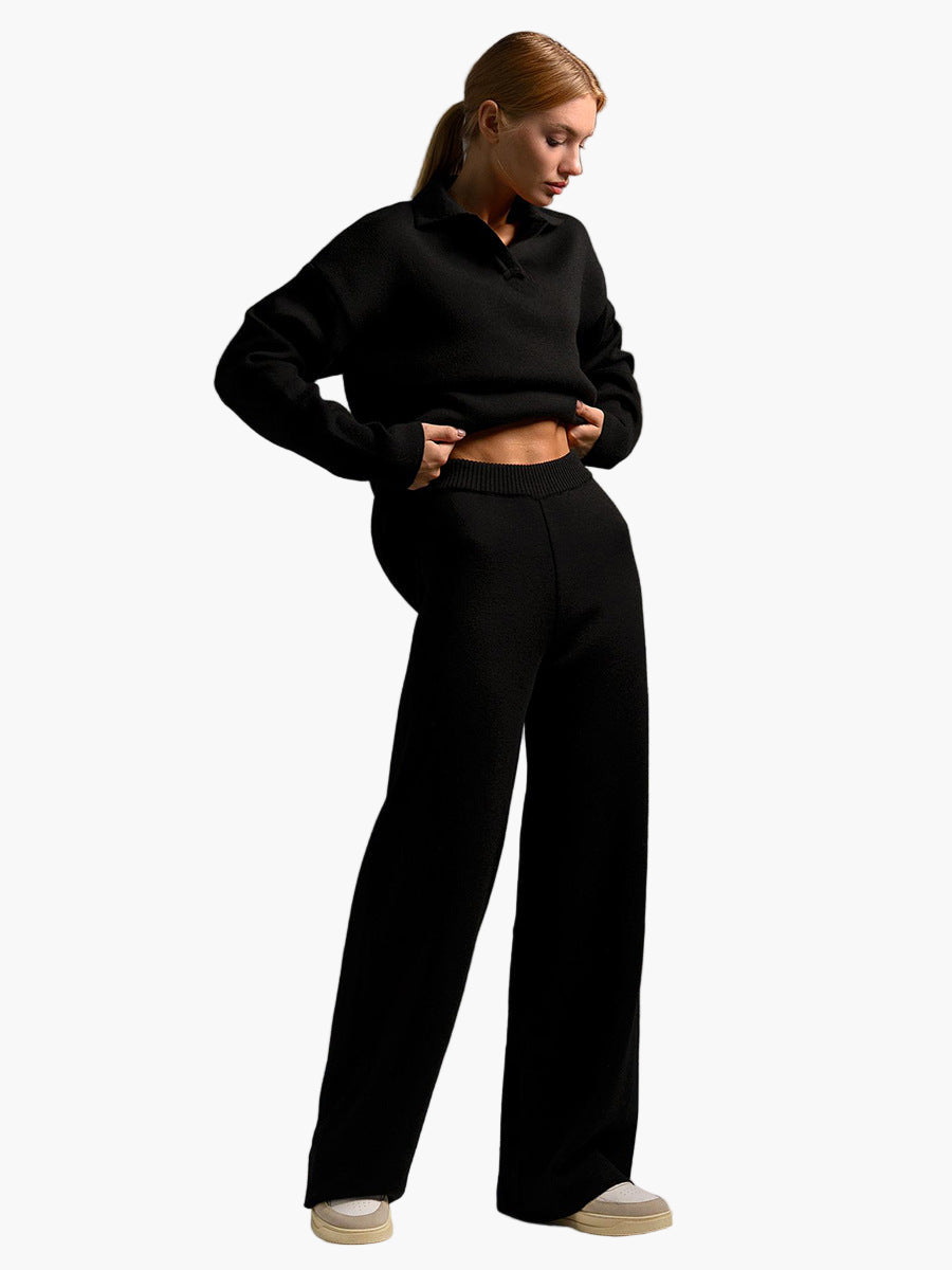 WW | Loungewear Set - Oversized Pullover mit Kragen und Weite Hose - Perfekt für Zuhause & Freizeit