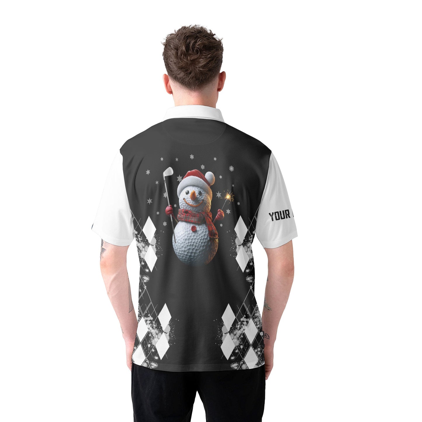 WW | Personalisierte Weihnachts-Schneemann Golfer Männer Polo-Shirt