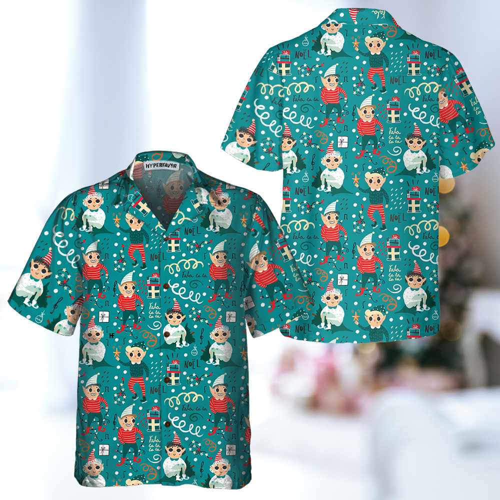 WW | Verspielt Weihnachts-Elfen Hawaiian Shirt, Lustiges Elf Weihnachts-Shirt, Beste Weihnachtsgeschenk-Idee