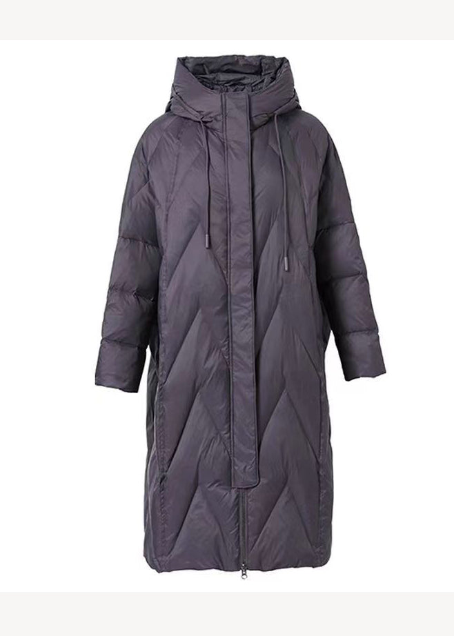 WW | Size Black Zip-Up Patchwork Hooded Duck Down Coats Winter