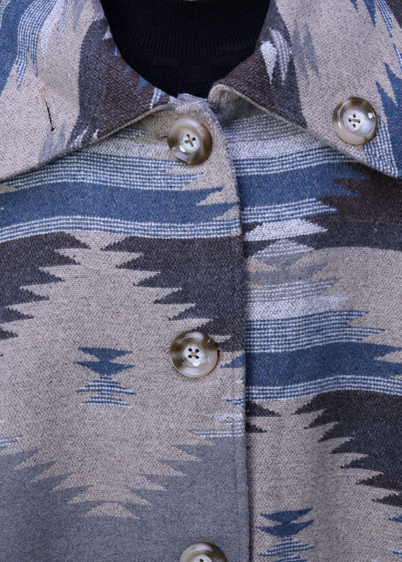 WW | Blue Peter Pan Collar Print Faux Fur Coats Winter