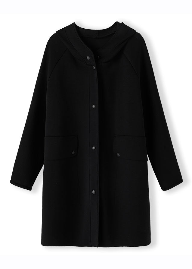 WW | Size Dark Blue Button Hooded Fleece Jackets