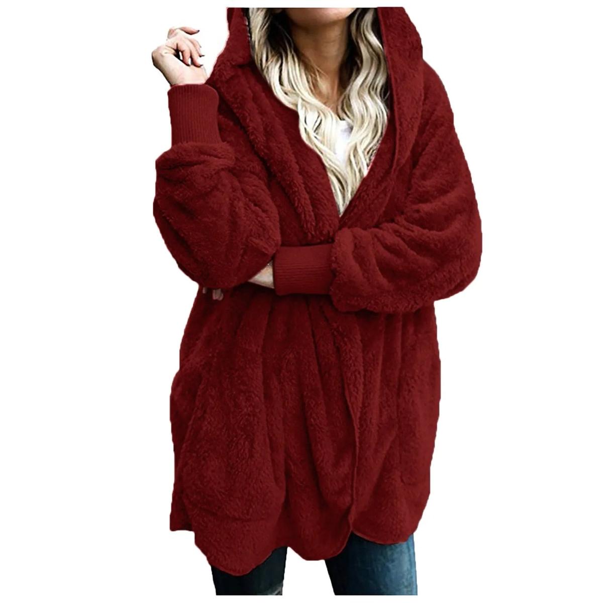 WW | Plus Size Samt Kapuzen Wintermantel