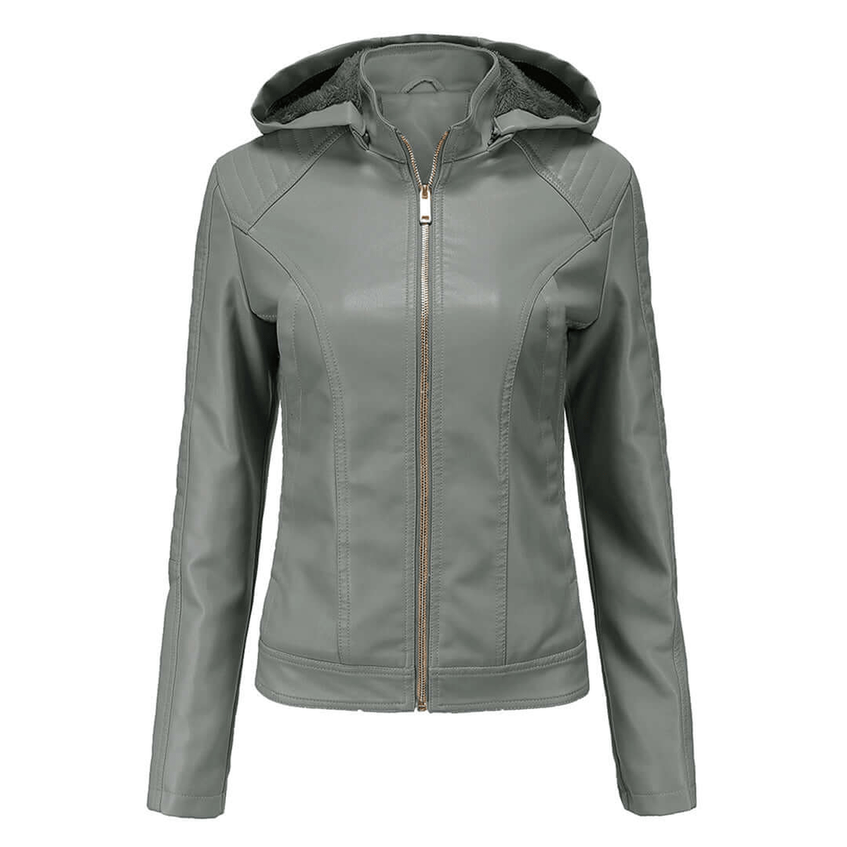 WW | Plüsch Gefütterter Slim Fit Kunstledermantel