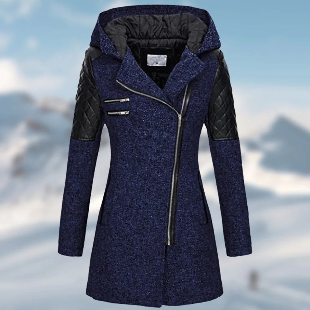 WW | Taillierte Passform Wollmix Stepppaneele Kapuze Reißverschlussdetails