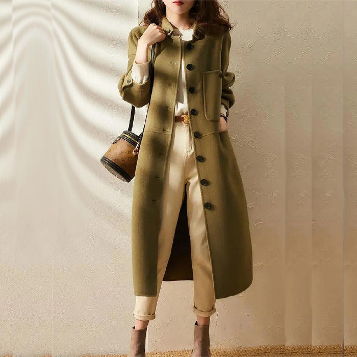 WW | Women's Long Trench Coat with Classic Button Closure