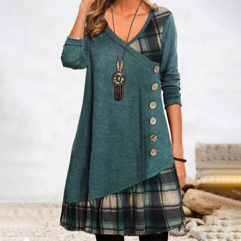 WW | Langärmeliges Kariertes Kleid