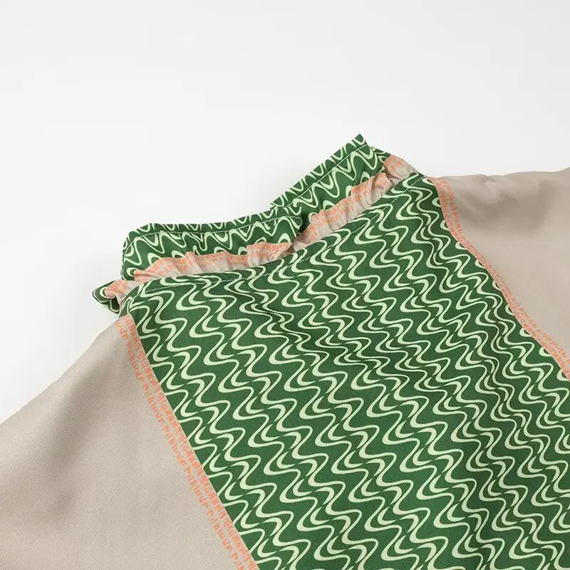 Selene | Cotton-Linen Dress with Green Print