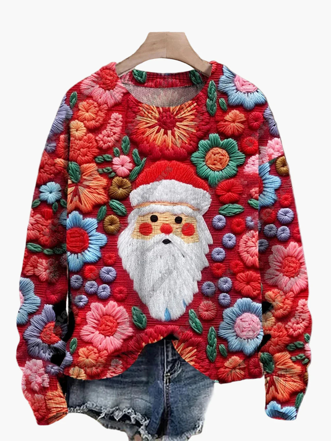 WW | Christmas sweater with festive 3D embroidery - Ideal for holidays, parties & winter