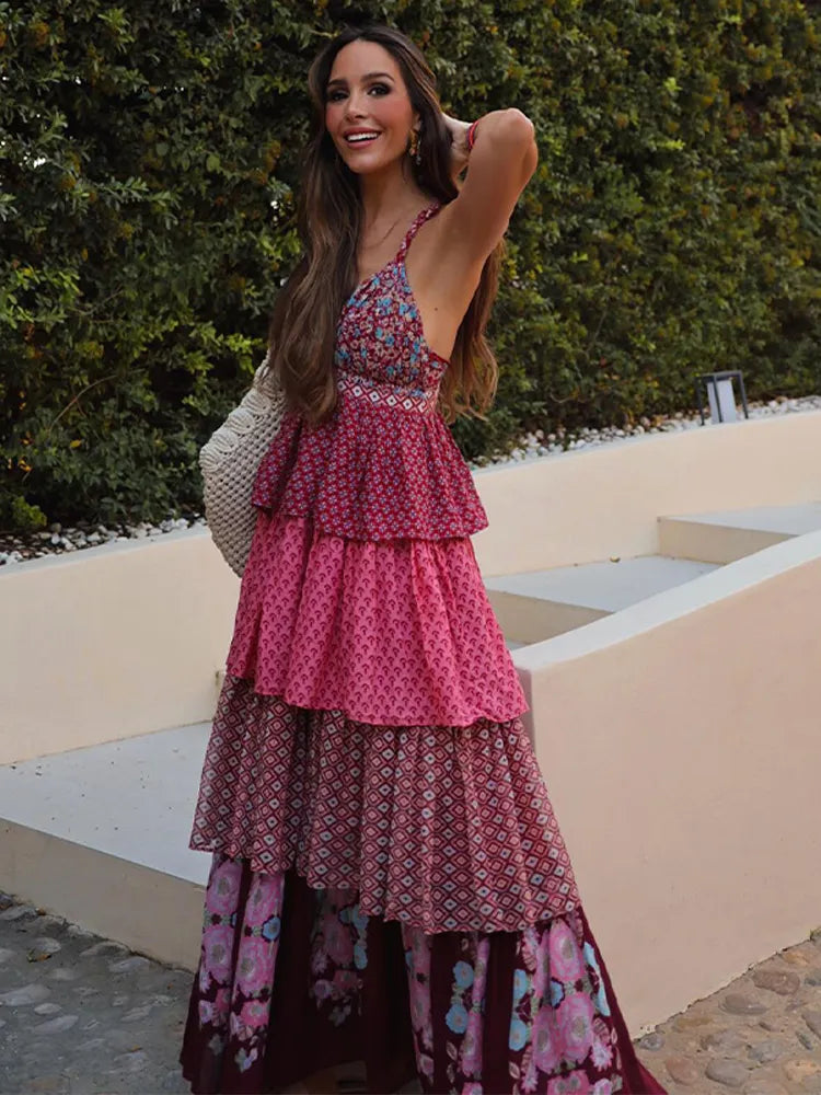 Mona - Classic Maxi Dress with Floral Print