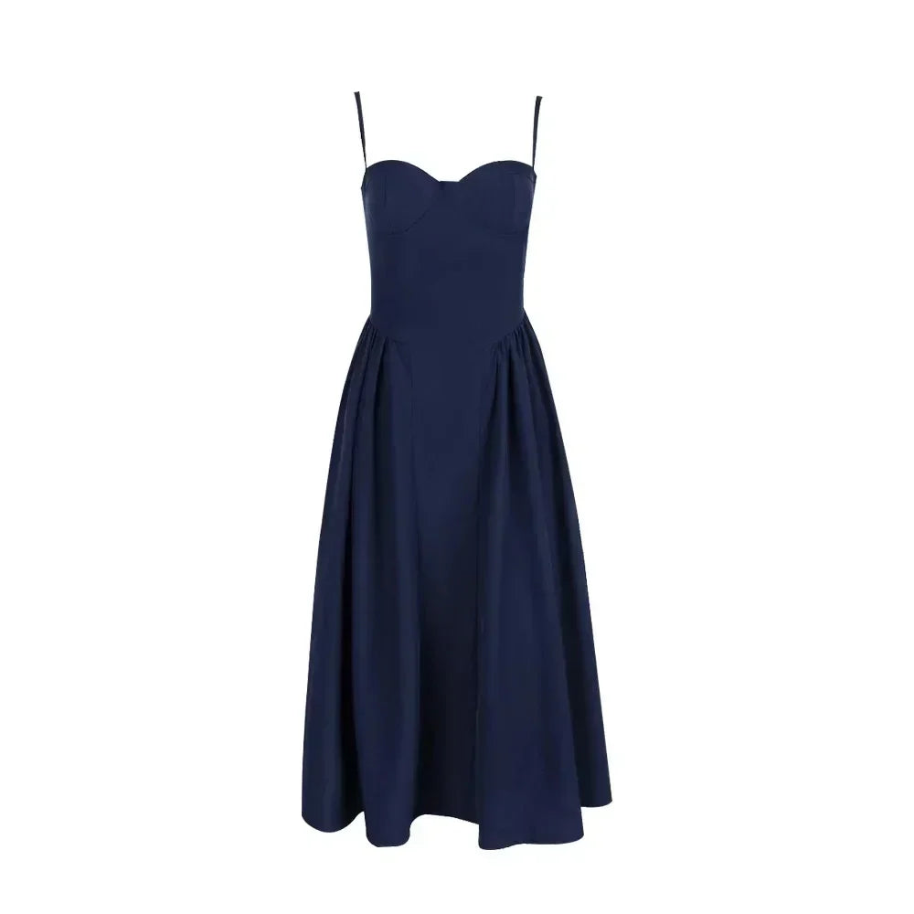 Sofia | Navy Midi Dress for Parties