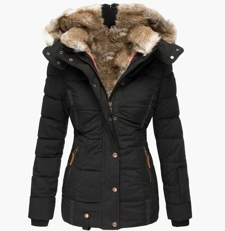 WW | Winter Quilted Jacket with Hood and Faux Fur - Fashionable Figure-Hugging Fit, Ideal for Cold Days