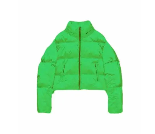 WW | Kurz geschnittene metallische gesteppte Winterjacke mit hohem Kragen