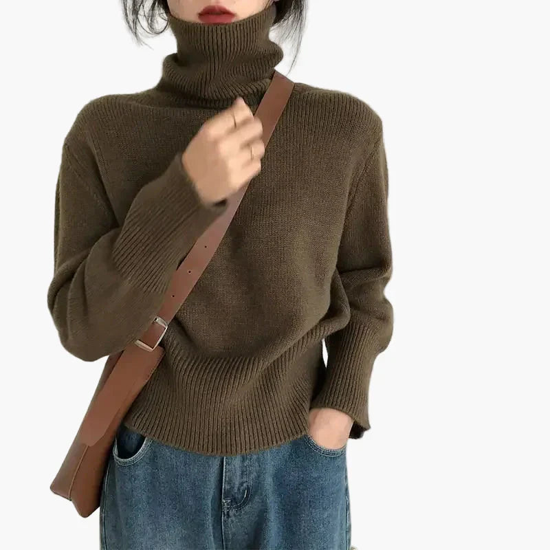 WW | Turtleneck Sweater - Fashionable Autumn Winter Knitted Sweater for Everyday & Leisure
