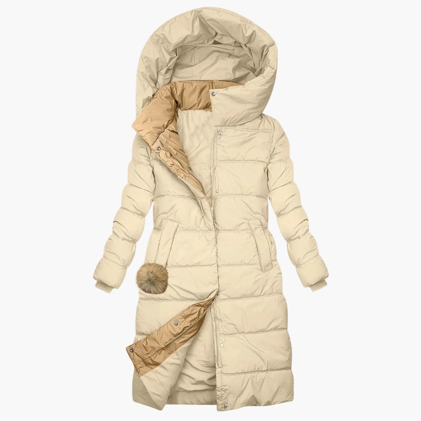 WW | Winter Steppmantel mit Kapuze - Langer, Winddichter Pufferjacke für Alltag & Freizeit