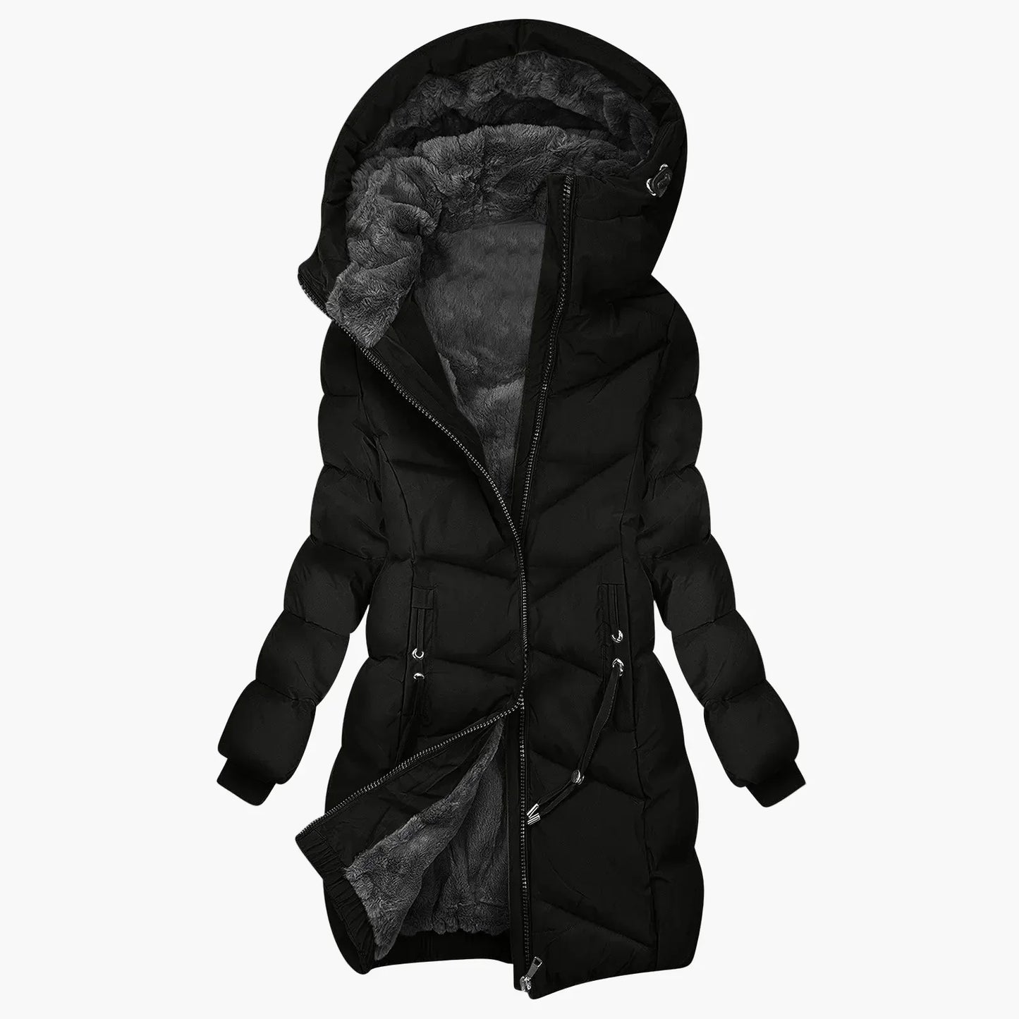 WW | Wintermantel Lang Steppjacke mit Kapuze - Winddichter, Warmer Outdoor Parka