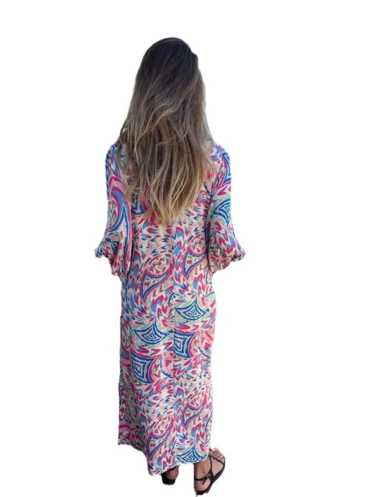 Solstice Bloom™ Boho Maxi Dress with Pockets