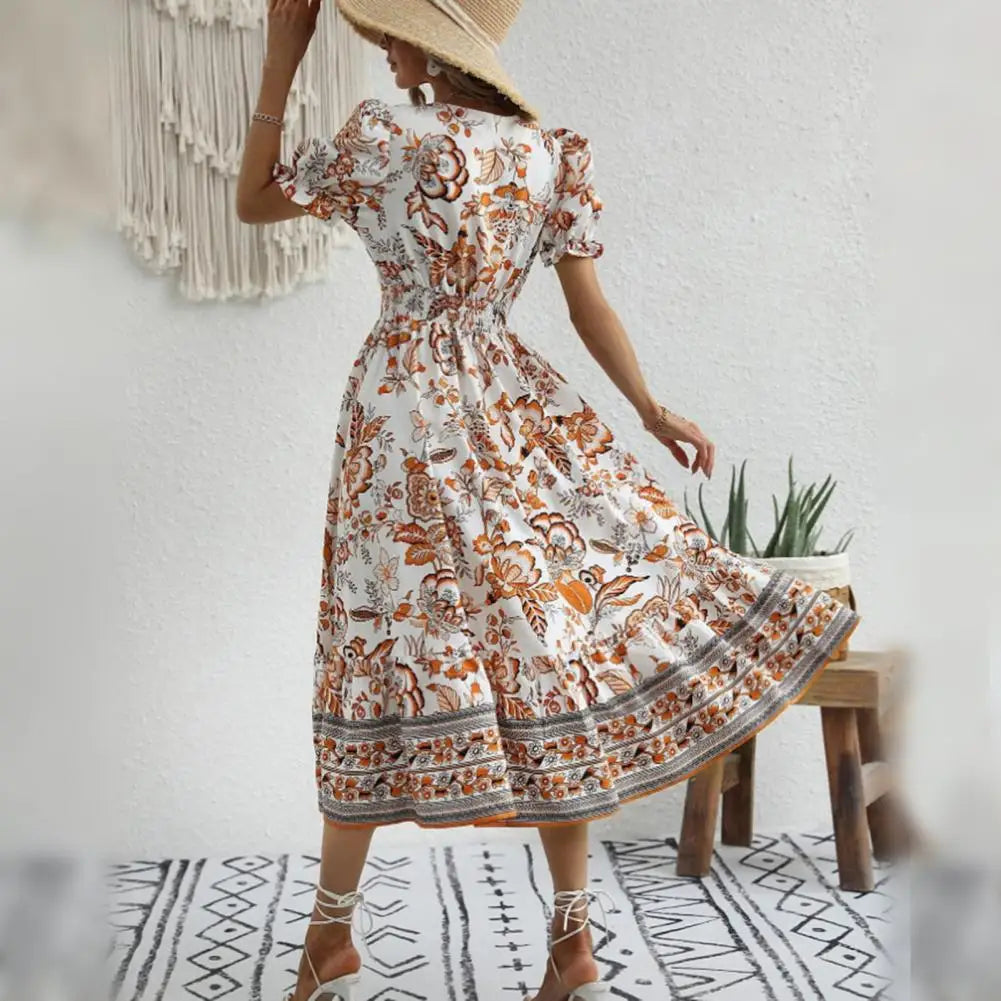 WW | Elegante Orange Blumenkleid