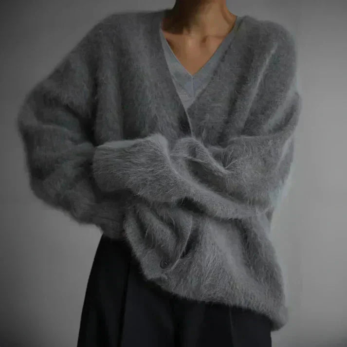WW | Fluffy gestrickte Damenstrickjacke