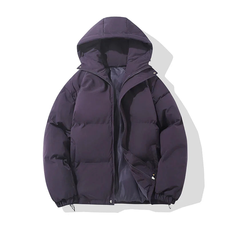 WW | Jacke Damen Hoher Kragen Kapuzen Reißverschluss Design Baumwollgefütterte Jacke