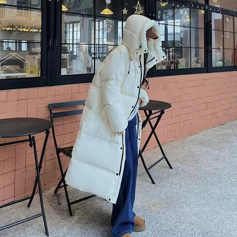 WW | Long Stylish Hooded Down Jacket