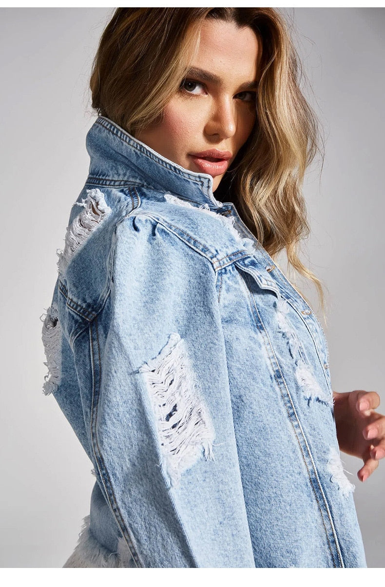 Zerrissene Denim-Jacke