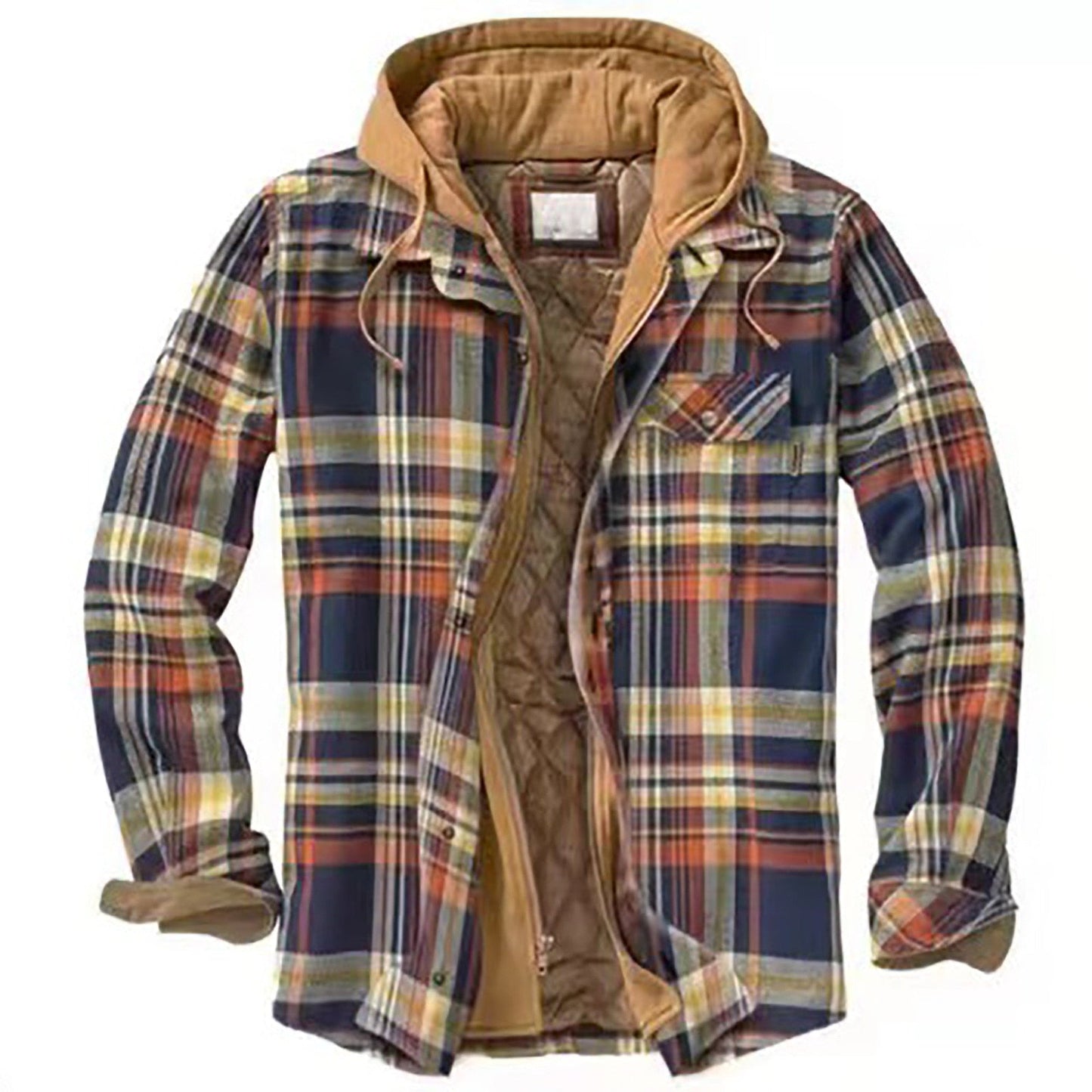 WW | Extra warme karierte Herrenjacke mit Kapuze