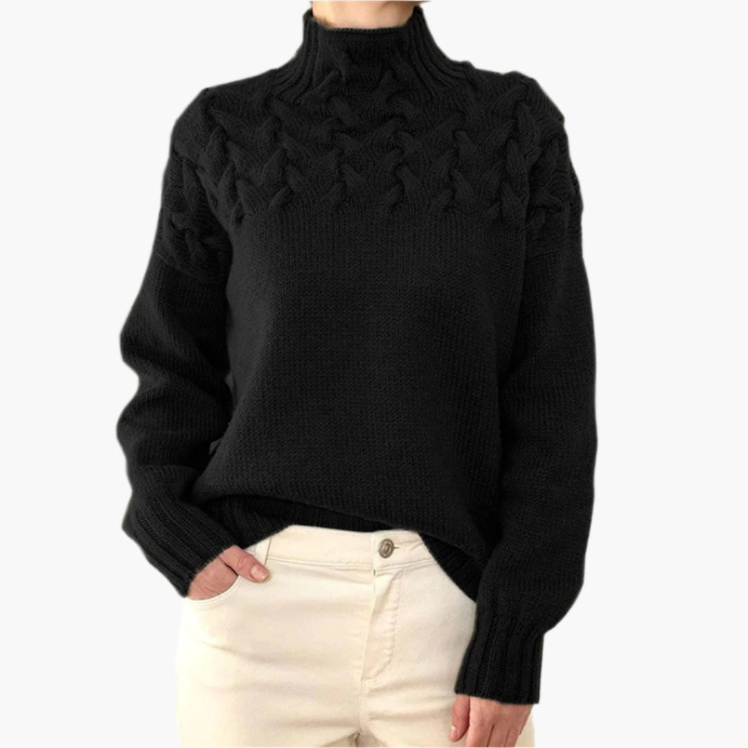 WW | Cable-knit jumper with high collar - Elegant winter jumper for everyday wear & leisure