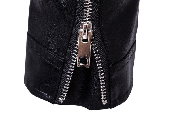 WW | Men's Leather Jacket - Slim Fit - Stand-up Collar - Anti-wind Motorcycle Jacket