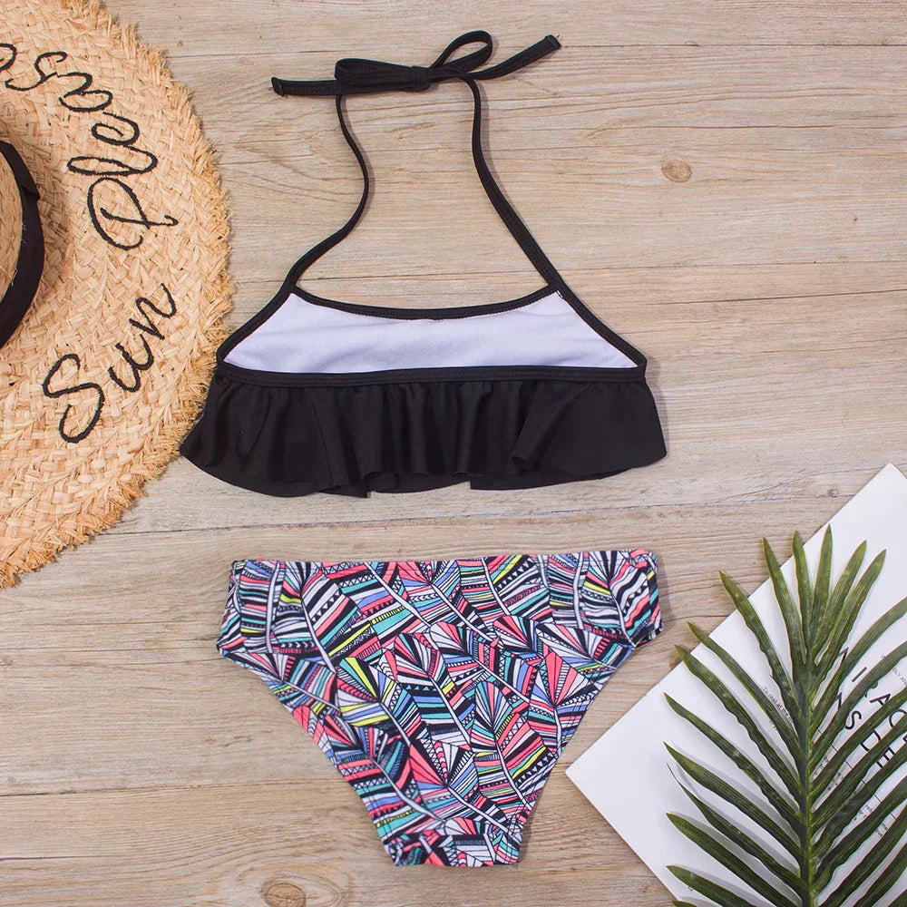WW | Neu Falbala Kids Badebekleidung Badeanzug Neuer Druck Mädchen Kid Bikini Set 5 14 Jahre Kinder Bandage Schwimmanzug Strandbekleidung A247