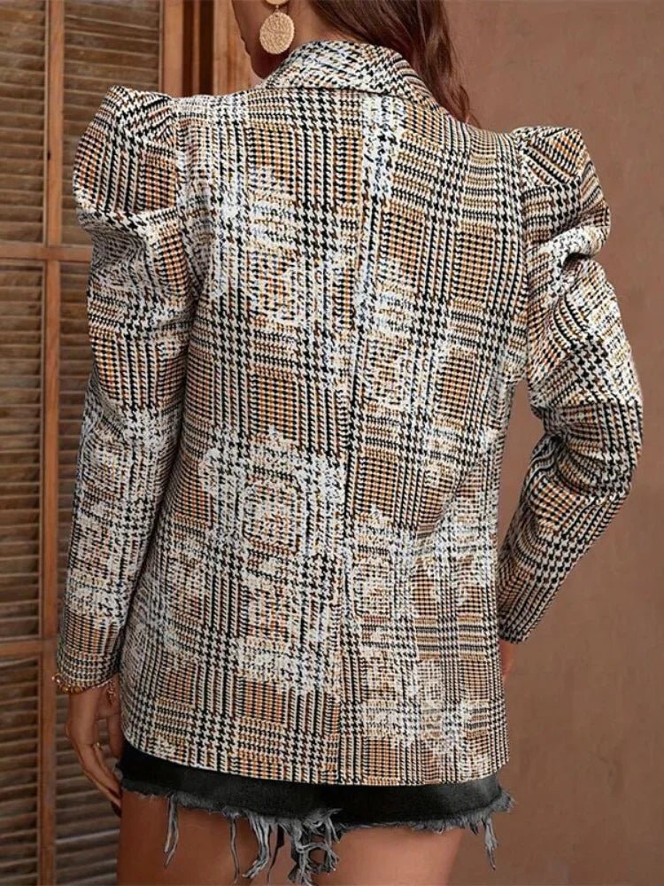 WW | Druck Blazer - Aussage Puffärmel - Maßgeschneiderte Passform - Trendige outerwear