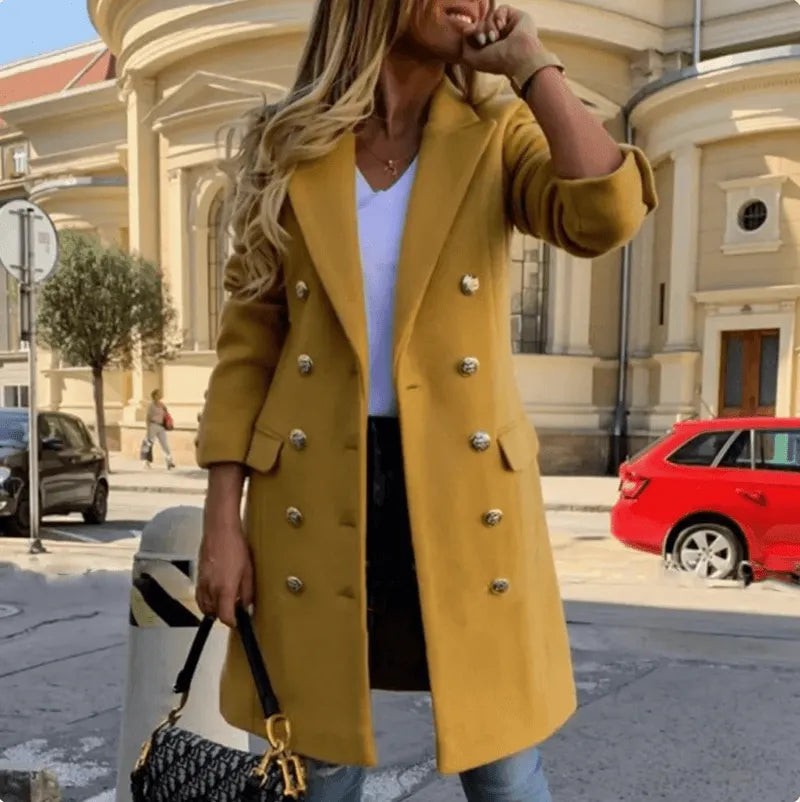 WW | Women's Coat Double Button Closure High-Quality Fabric Ideal for Formal and Casual Occasions