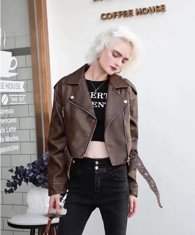 WW | Short Leather Jacket for Women