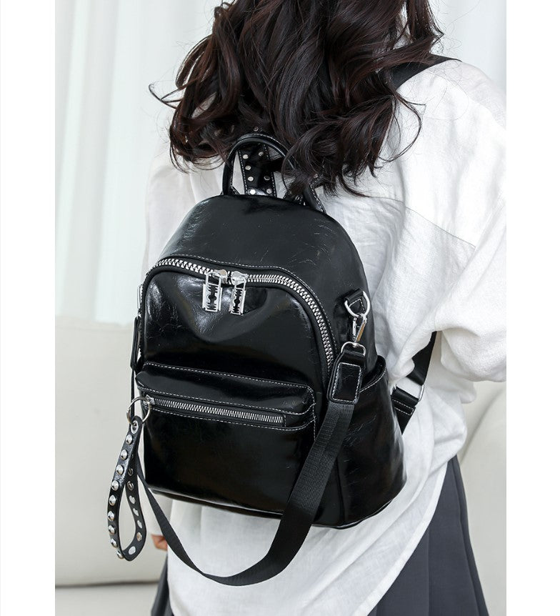 WW | Backpack - Silver - High-Quality Leather with Polyester Lining