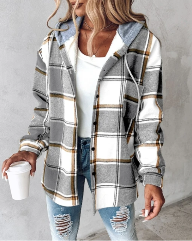 WW | Damen Karo Kapuzenjacke - Lässig