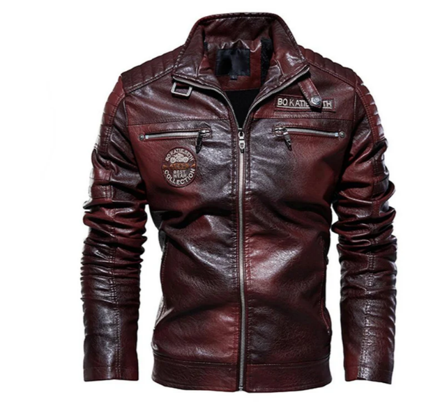WW | herren lederjacke mit patches