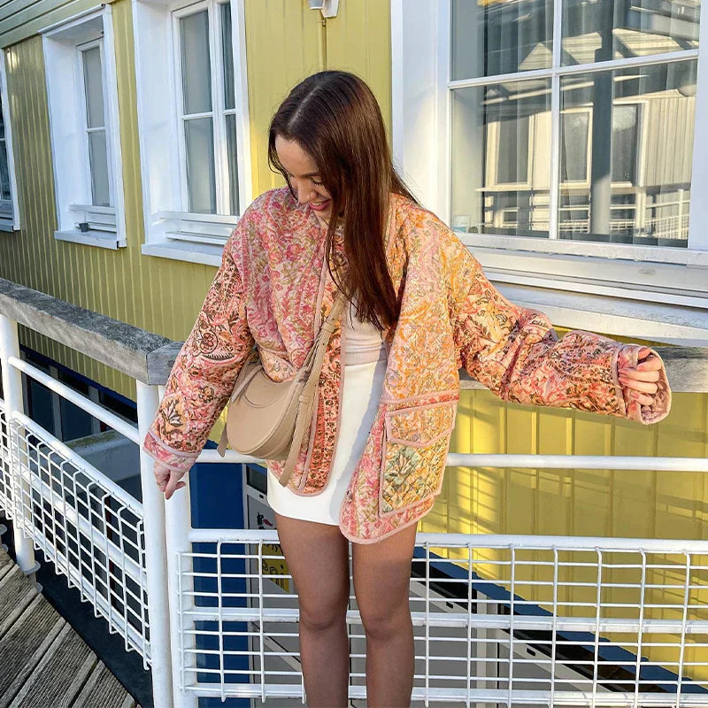 WW | Patchwork Quilted Jacket - Vintage Boho Quilt Jacket with Pockets