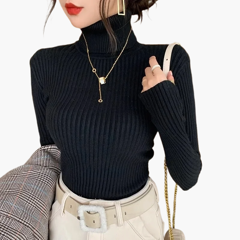 WW | Turtleneck Ribbed Basic Long Sleeve - Versatile Fall & Winter Look