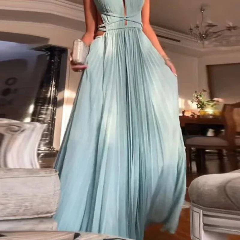 Liana | Backless, Pleated Beach Dress