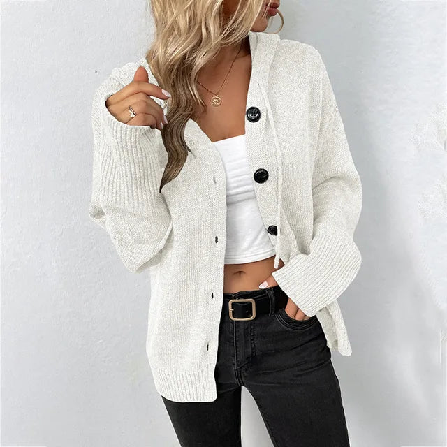 WW | Cozy Cardigan with Hood & Button Placket