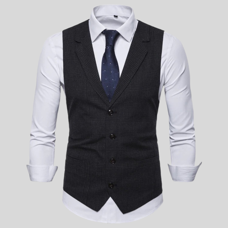WW | Weste Klassisches Karomuster Slim Fit Formal Und Smart Lässig