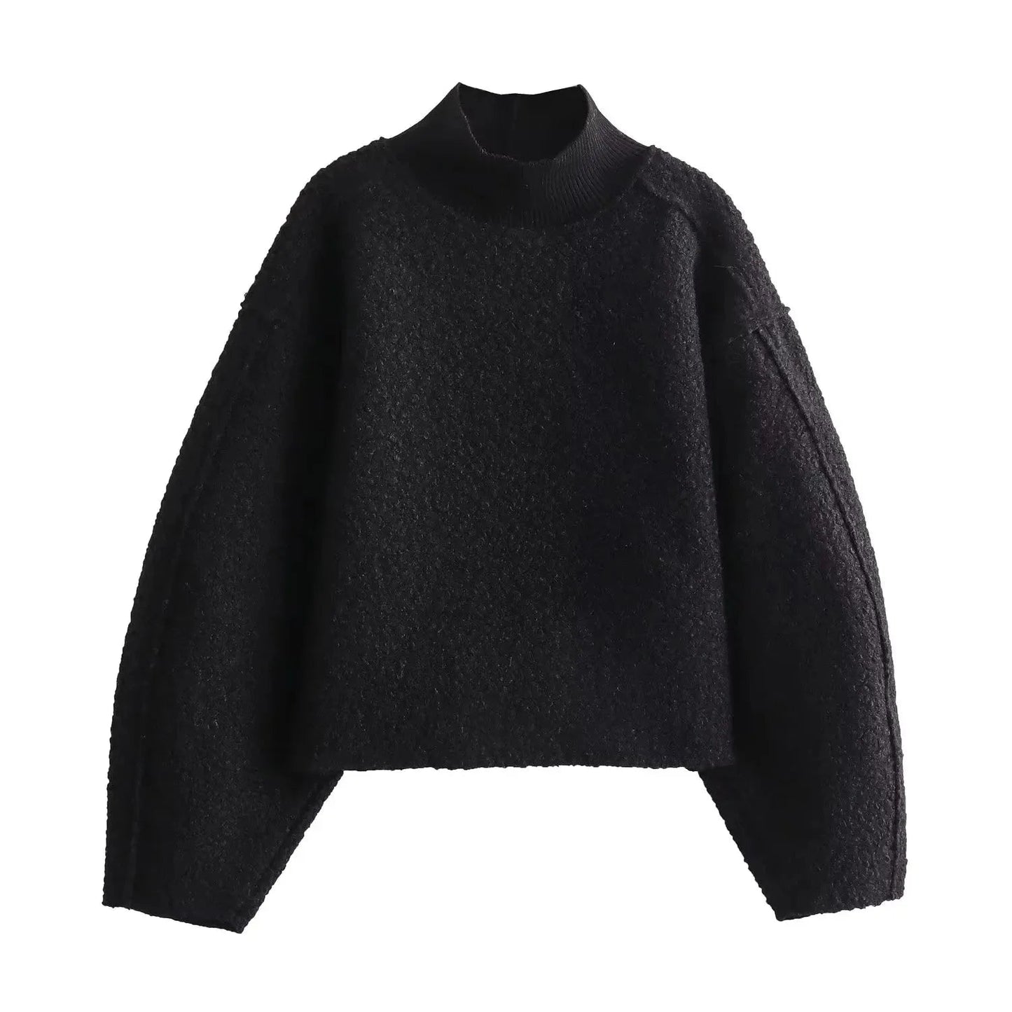 WW | Strukturierter Rollkragenpullover für Damen aus Boucle-Strick