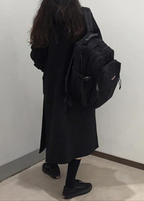 WW | black fine trench coat cotton side open hooded coats