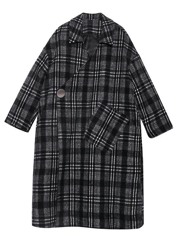 WW | Plaid Plus Size Clothing Cutout Square Collar Pockets Women's Coats