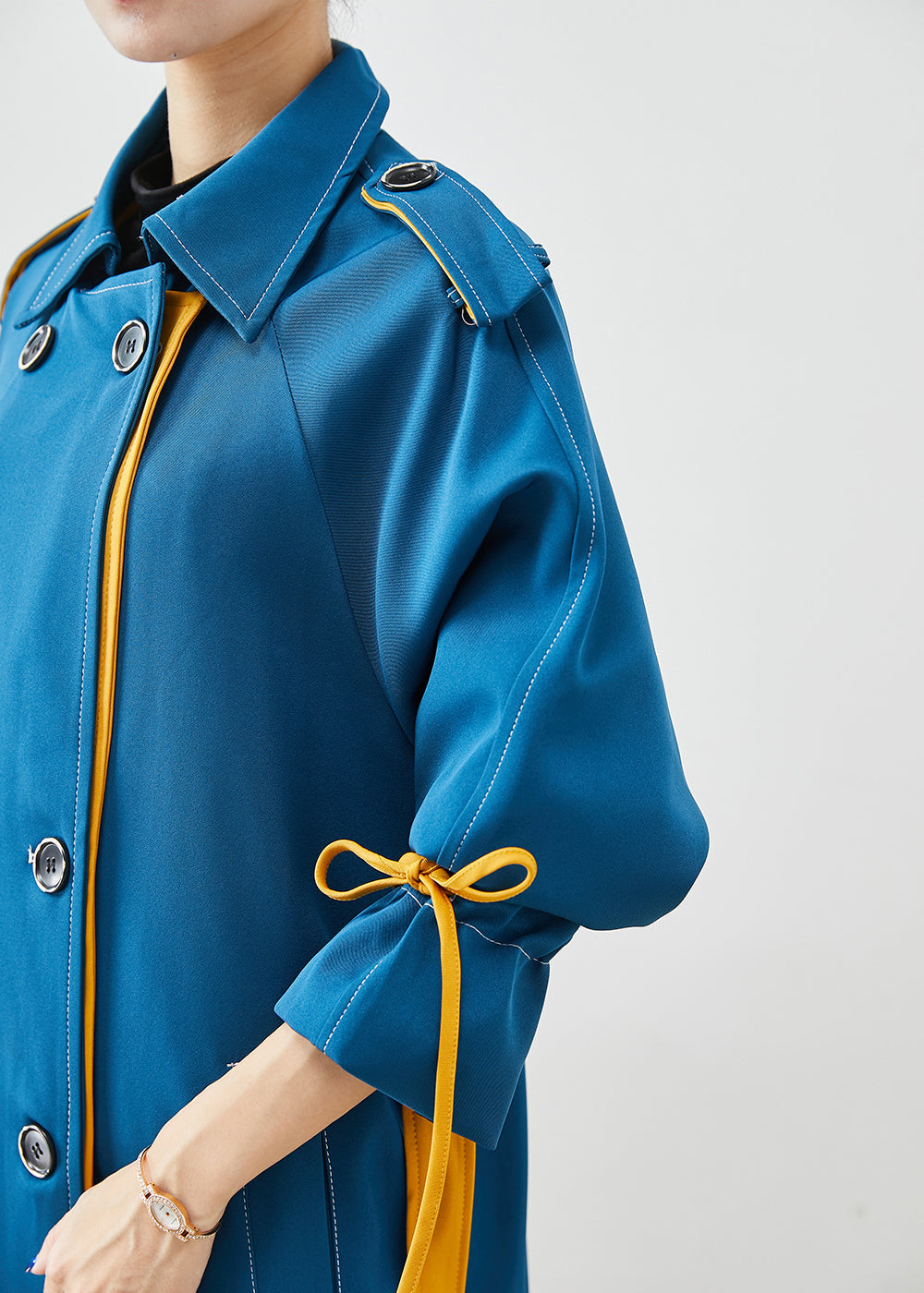 WW | Peacock Blue Double Breasted Belted Cotton Coats