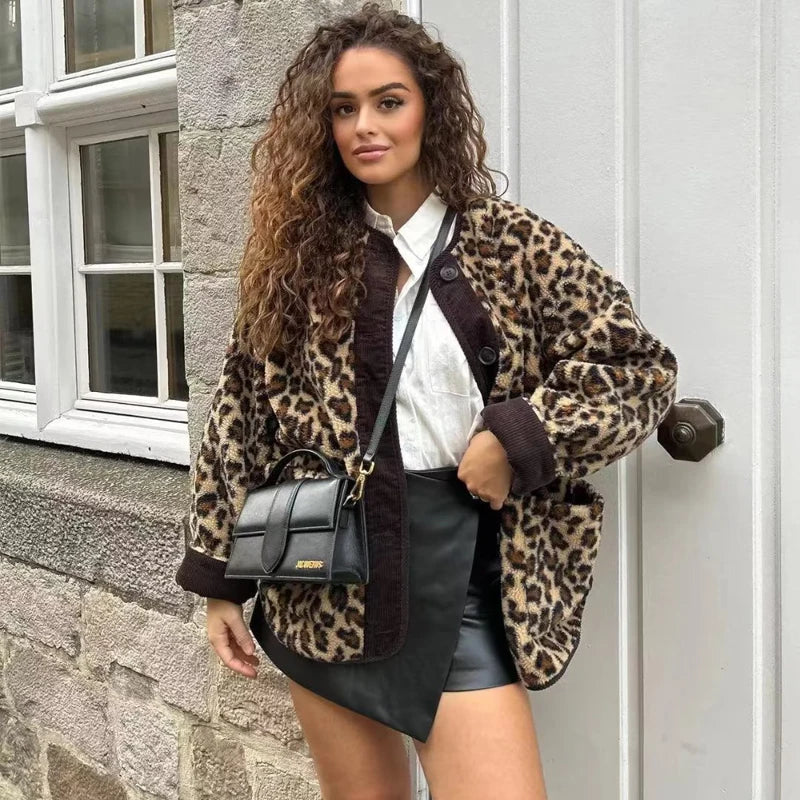 WW | Fashionable Leopard Fleece Jacket