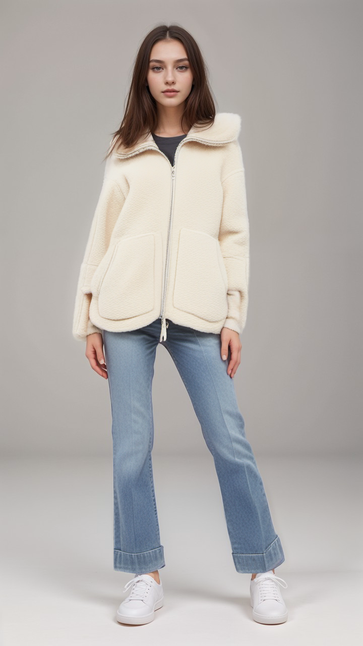 WW | Fleece Jacket Zipper High Collar Jacket Women Fleece Jacket