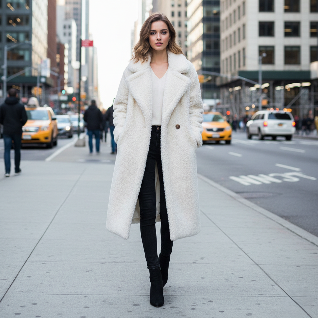 WW | Damen Teddy Weiche Winterjacke mit Langen Ärmeln